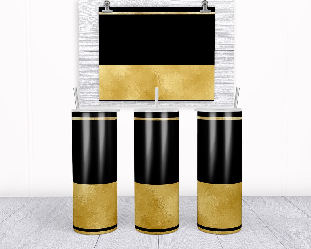 20oz Skinny Tumbler With Black and Gold Sublimation Digital Design ...