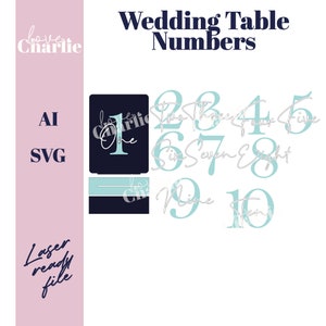 Table Numbers Laser Cut File | Wooden & Acrylic Table Numbers SVG | Wedding Table Number Digital File | Table Sign Laser SVG