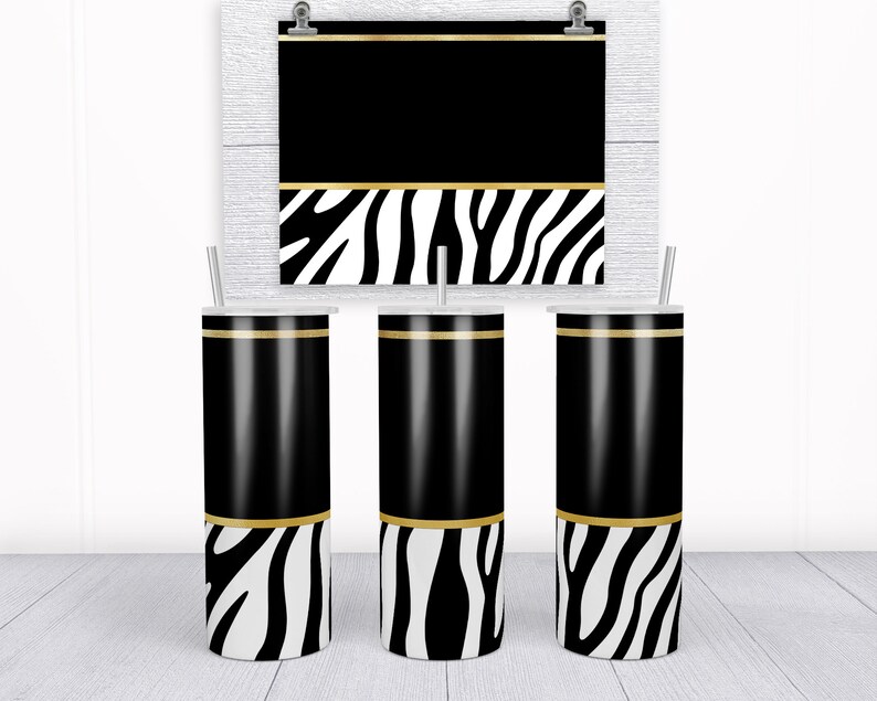Zebra Print & Gold Sublimation Digital Design 20oz Skinny Etsy