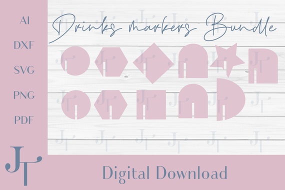 Drinks Marker Name Tag Laser Cut File, Glass Charm SVG (Digital Download)