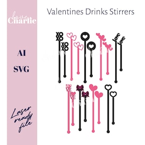 Valentinstag Getränke Rührer Laser Cut Datei, Cocktail Rührer, Cocktail Rührer, Swizzle Rührer, Laser SVG-Dateien.