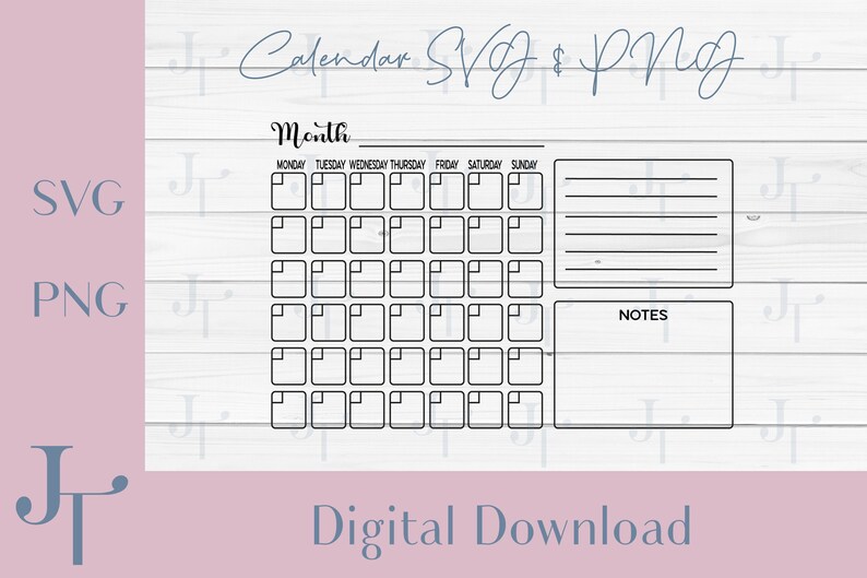 Digital Download Family Calendar SVG Monthly Planner SVG - Etsy