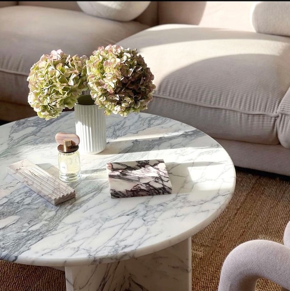 Carrara Viola Calacata Marble Solid Coffee Table Italian Australia Carrara Viola Calacata Marble Solid, Italian Marble Coffee Table Au