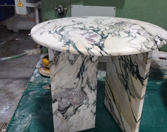 Viola Marble/ Statuary Marble /Carrara Round Side Table /Calacata Round Side Table