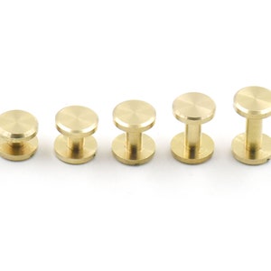 Solid Brass 4 6 8 10 12 15mm Screw Flat Head Button Stud Nail Chicago Leather Belt DIY