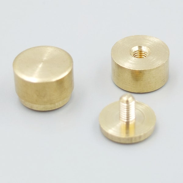 Solid Brass Screw Head Screw back Feet Purse Handbag Nailheads Spike Spot Stud Flat