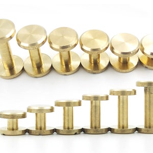 Solid Brass 4/6/8/10/12/15mm Flat Button Stud Screw nail Chicago Screwback Leather Belt