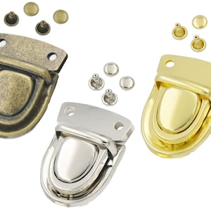 12 set spärrlås för läderväska, handväska, ryggsäck, 30 x 40 mm med nit