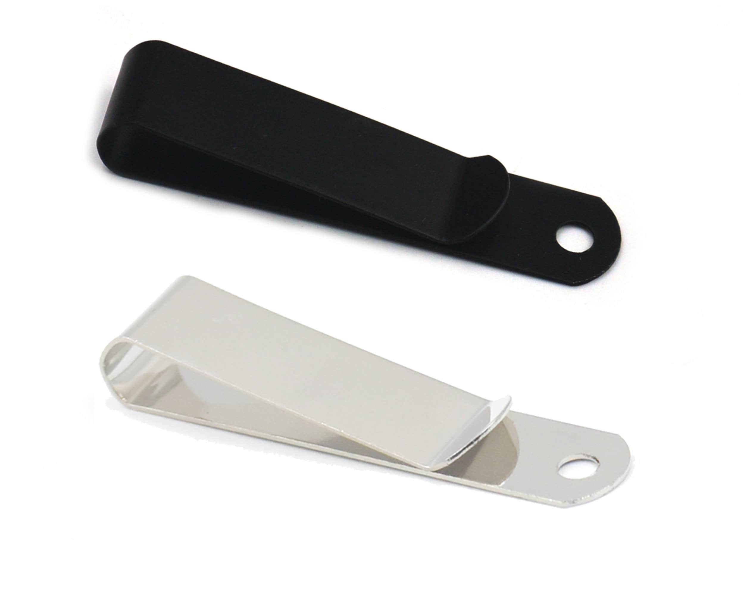 Fujiyuan 2 Sets 54mmx25mm Metalen Holster Schede Riem Clip Sluiting Lente Haak Dubbele Gaten Gesp met 8mm Cap Studs Length x width: 3.56 x 0.87 (90mm X 22mm) Nikkel