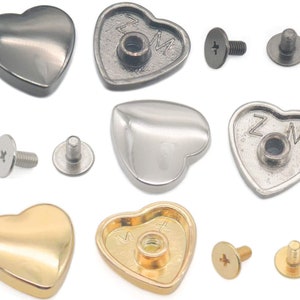Torebka ze skóry w kształcie serca z ćwiekami na śrubie, pasek, torebka, rękodzieło, 14 x 14 mm