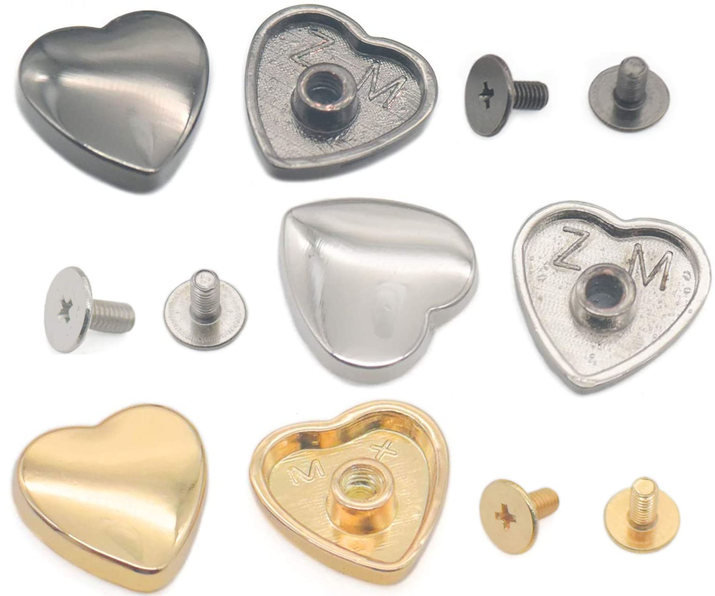 Heart Shape Screwback Stud Rivets Bag Leather Belt Purse DIY Crafts 14x14mm