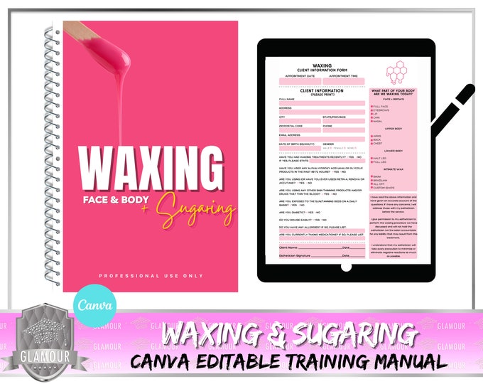 Wax Training Manual, Sugaring Manual, Wax and sugar training, Face and Body Waxing, eBook, Training Guide, Editable in Canva, Instant Access