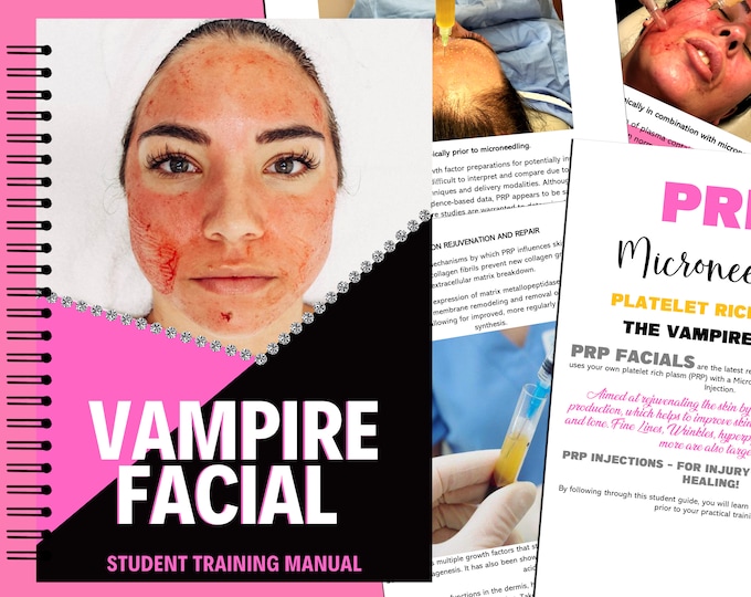 Vampire Facial PRP EDITABLE Training Manual, Aesthetics, PDF Ebook, Esthetician, Cosmetology, Student, Tutor, Learn, Teach, Instant Download