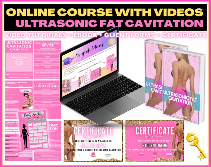 Ultrasonic Fat Cavitation, Body Contouring Online Video Course, Class Training, Training Manual, Student Guide, Instant Access, Certificates
