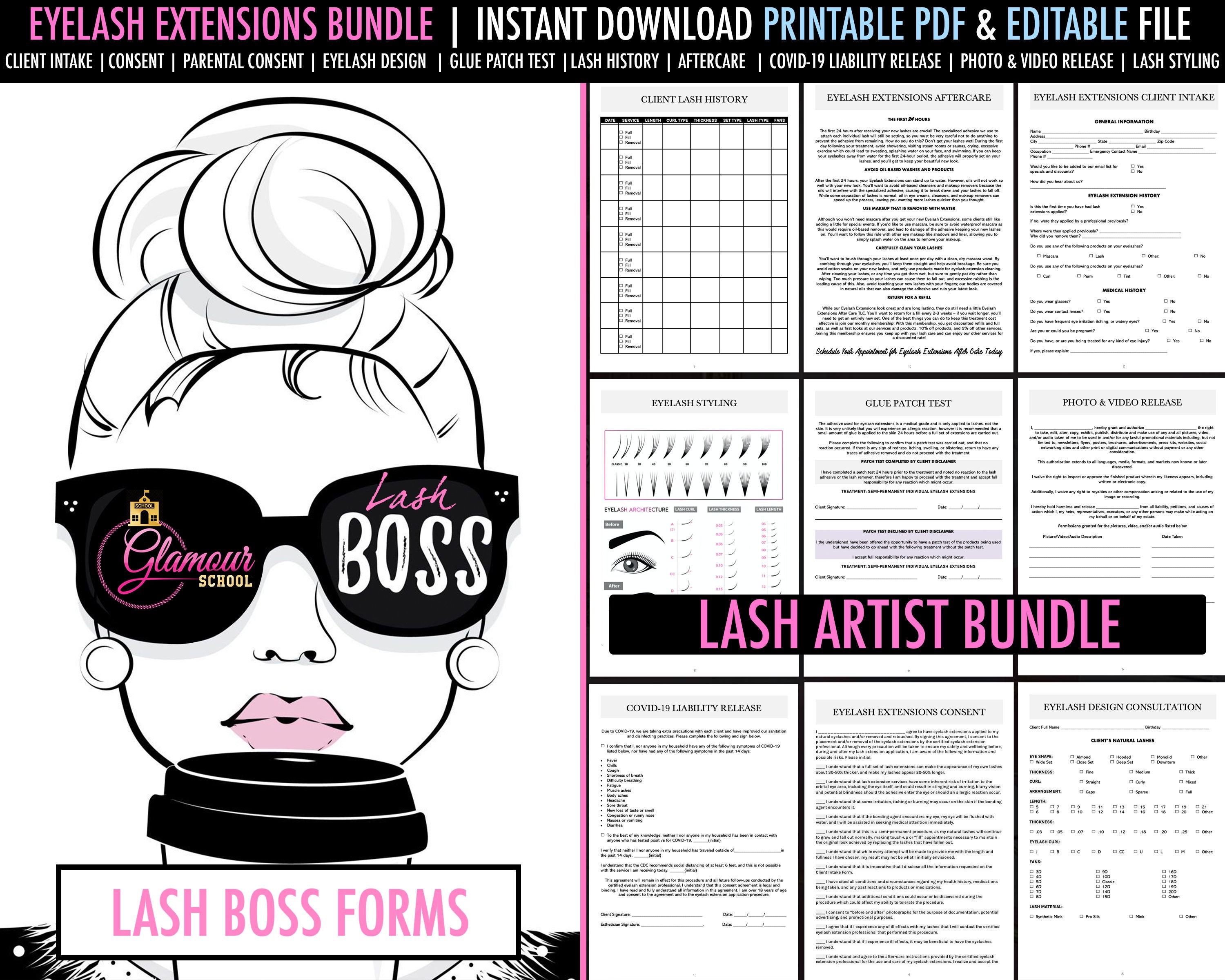 Eyelash Extensions Bundle Printable Forms Lash Artist | Etsy