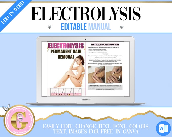 Electrolysis Training Manual, Thermolysis, Permanent Hair Removal, Editable Training Guide, PDF Ebook, Instant Download
