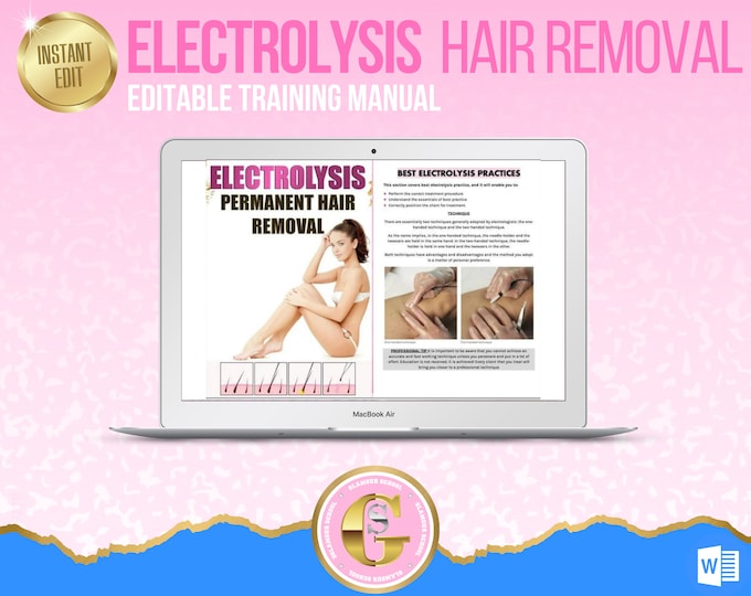 Electrolysis Training Manual, Thermolysis, Permanent Hair Removal, Editable Training Guide, PDF Ebook, Instant Download, Microsoft Word