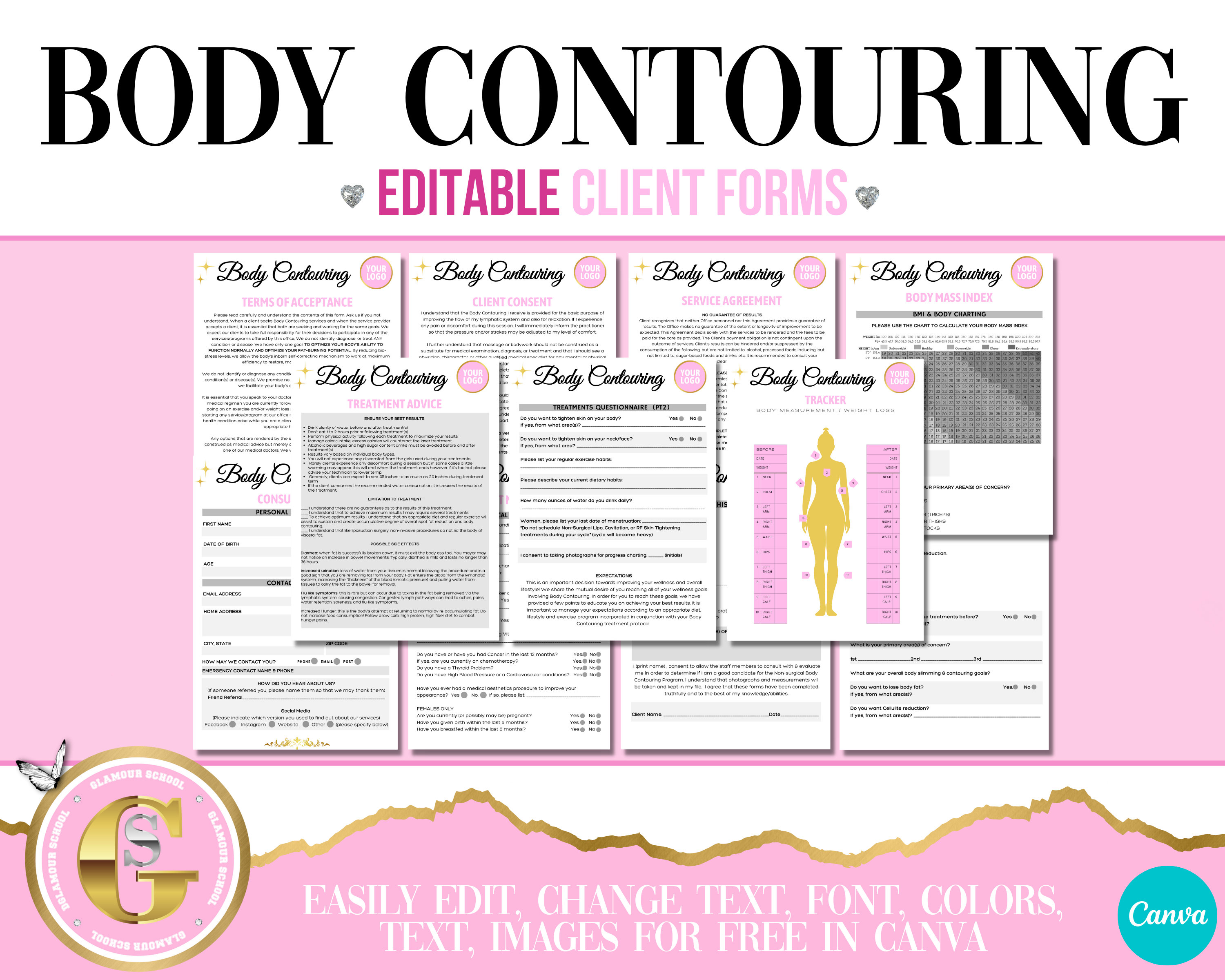 Body Contouring EDITABLE Consultation Forms Consent Etsy