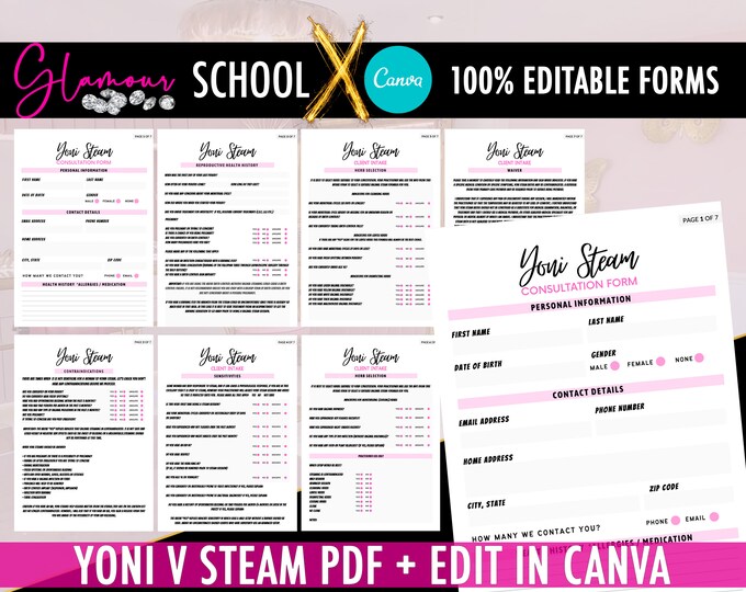 Yoni V Steam Editable Intake Forms, Yoni Practitioner Consent, Esthetician Printables, Resources, Edit in Canva, Instant Access Downloads
