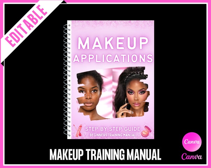 MakeUp Manual Canva, MUA Artist, Editable Makeup Course, Online Makeup Guide, PDF Ebook, Student Class Manual, Canva Training Template