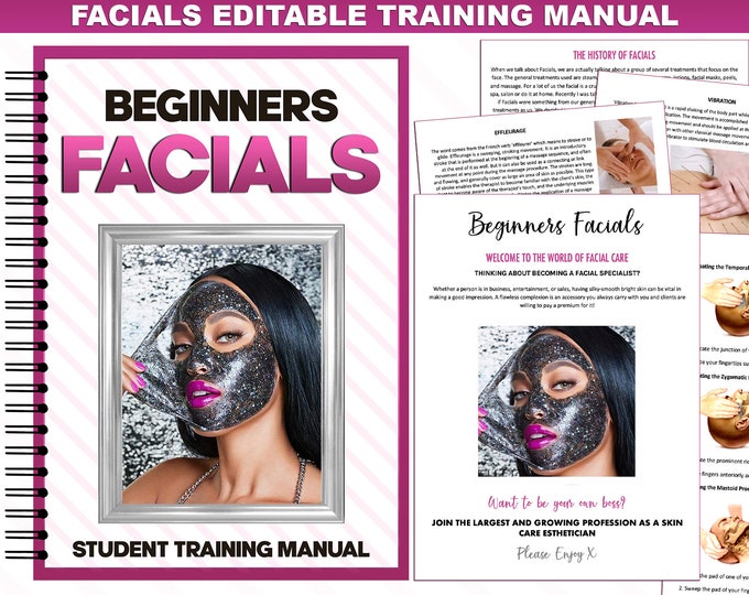 Facials Training Manual, Editable, PDF, Ebook, Skincare, Esthetician, Cosmetology, Learn Facials Online, Student, Educator, Instant Download