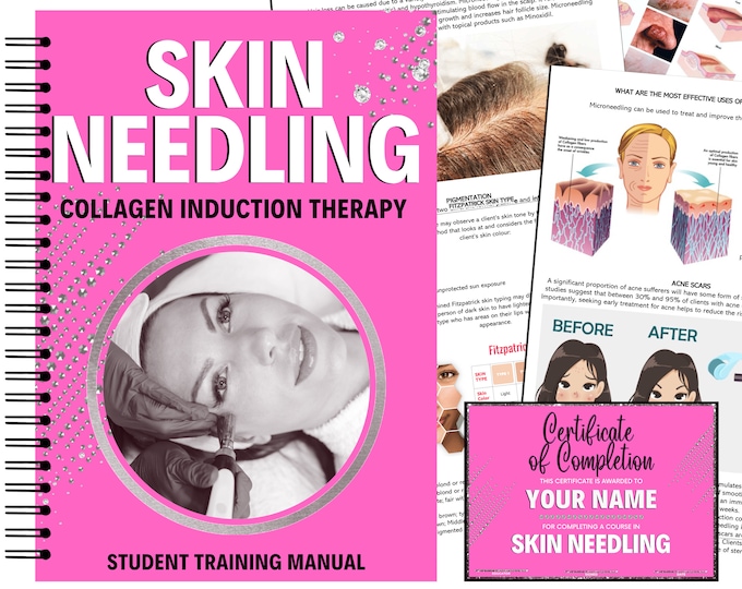Skin-Needling EDITABLE Training Manual + Certificate, Microneedling, Dermapen, PDF Ebook, Esthetician, Student, Tutor, Learn, Teach, Instant
