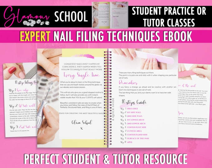 Expert Nail Filing PDF Ebook, Quick Reference, Training Guide, Beauty School, Online Course, Nail Technology, Student, Tutor, Instant Access