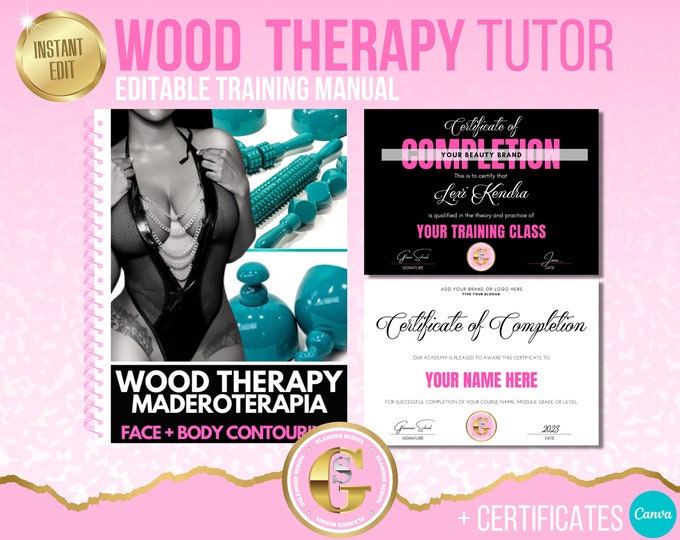 Wood Therapy CANVA Editable Body Contouring Manual, Body Sculpting, Training Manual, Maderoterapia, Student, Educator, Instant Download