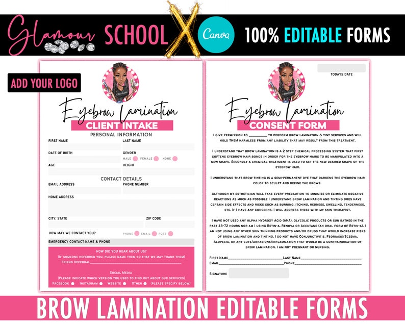 Brow Lamination EDITABLE Consent Forms Eyebrow Treatments Etsy Hong Kong