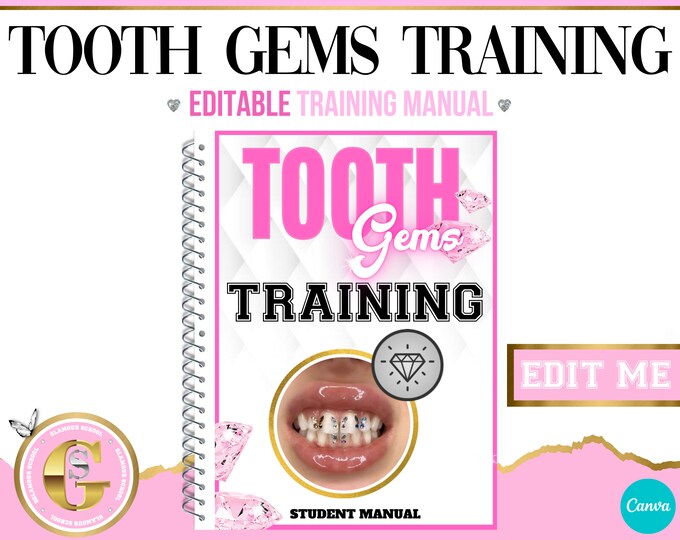 Tooth Gems CANVA EDITABLE Training Manual Template, Tooth Gems Training Guide, Tutor, Student, Learn, Teach, Instant Access, Edit in Canva