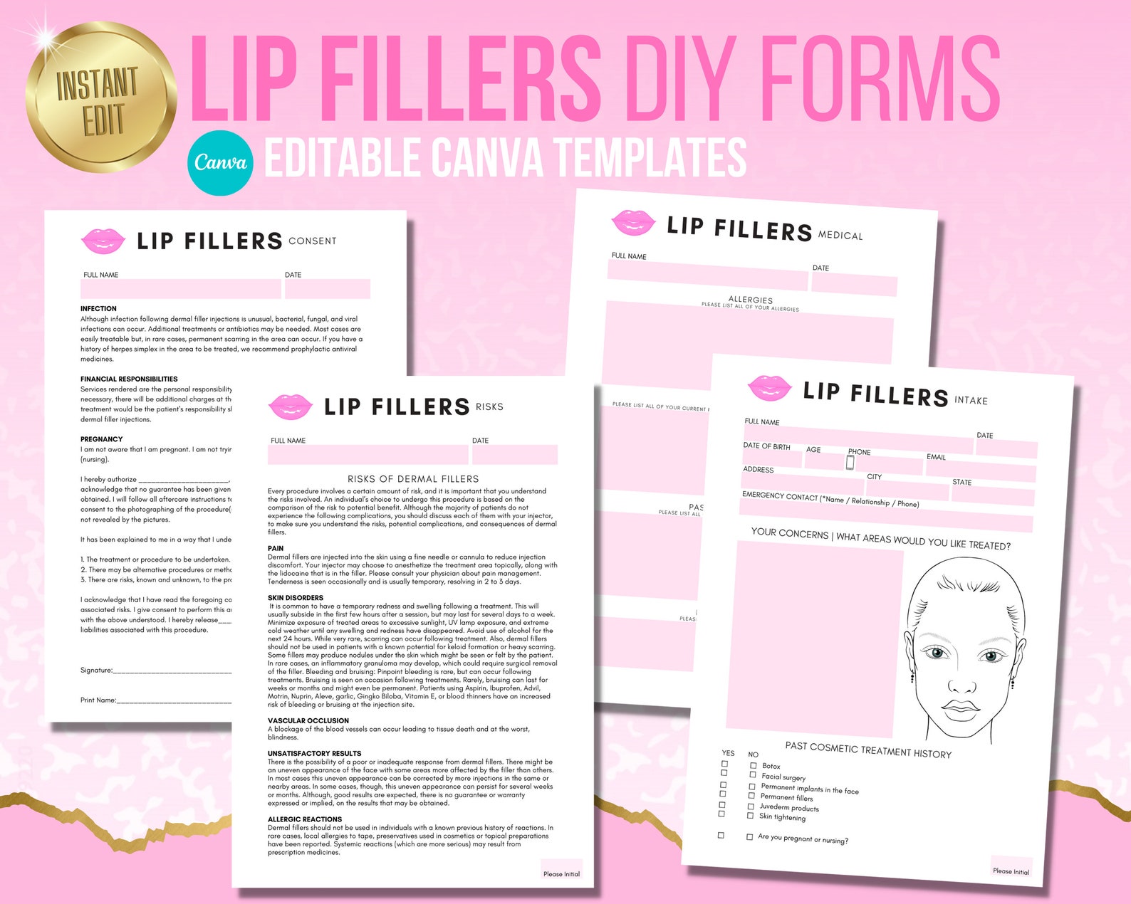 Lip Fillers Consent Forms Lip Filler Documents Lip Filler - Etsy