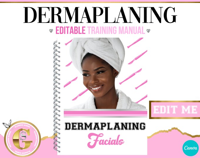 Dermaplaning Training Manual, Editable Training Guide, Learn Facials, Estheticians Online Course, Student, Dermaplane Tutor, Edit in Canva