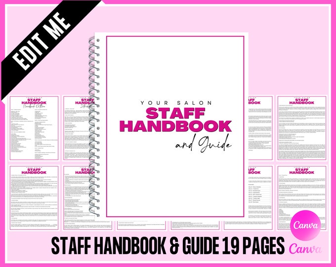 Staff Handbook, Editable Salon Handbook, Editable Staff Guide, Salon Guide for Staff Members, Edit in Canva