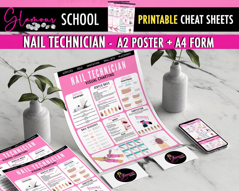 Nail Technician Cheat Sheets PRINTABLE Charts Quick Guides Etsy Hong Kong