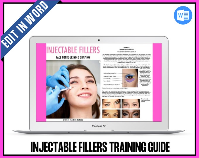 Dermal Fillers Expert Training Manual, Face Shaping with Fillers Training Manual, Facial Contouring, Facial Shaping, Tutor, Editable