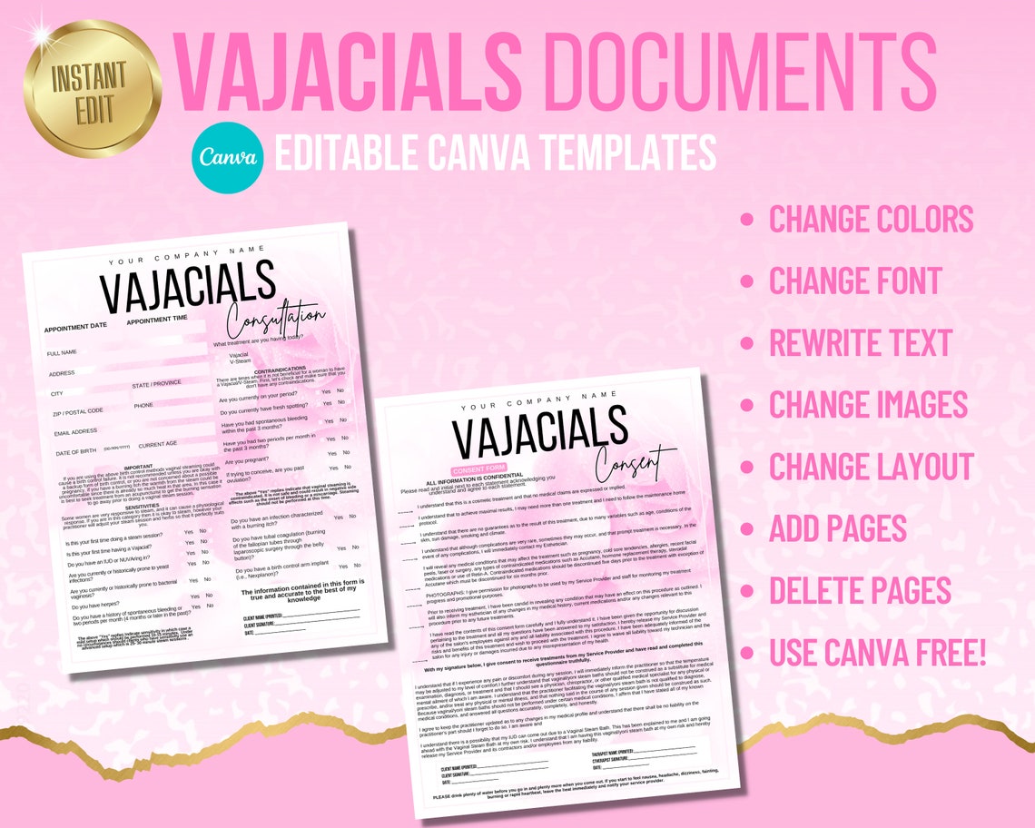 Vajacial Consent Forms Vajacial Forms Vajacial Consultation Etsy
