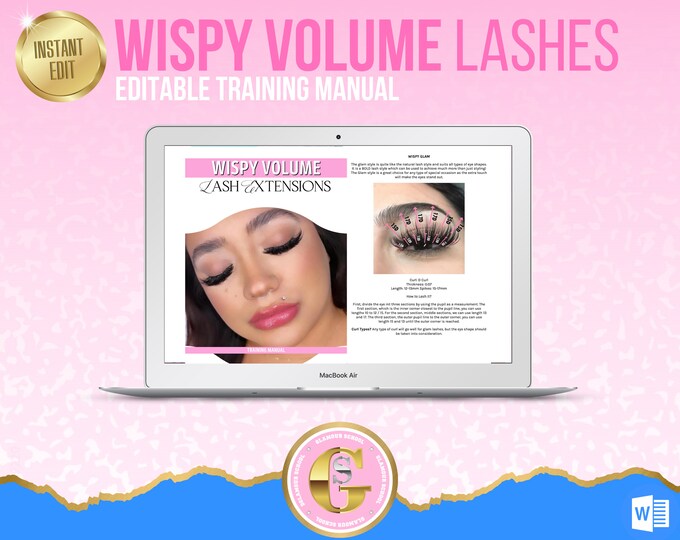 Wispy Volume Eyelash Extensions Training Manual, Editable Lash Manual, Lash Class Training Guide, Editable Eyelash Extensions Manual