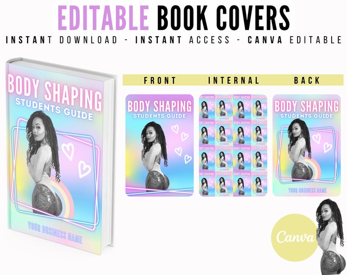 Training Manual EDITABLE Front Cover, Body Sculpting Templates x3, Canva Editable, Customisable, Add Your Logo, Ebook Cover, Instant Access