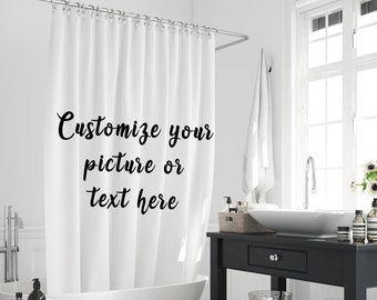 Rideaux de douche photo personnalisés, image de taille personnalisée rideau de bain en polyester imperméable à l'eau avec 12 crochets, pour décoration/cadeaux amis/famille