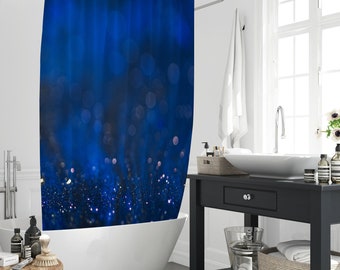 Tenda da doccia moderna brillante blu royal, blu glitterato lucido Accessori da bagno per il bagno Decori Tende Decorazioni per la casa Regalo con 12 ganci