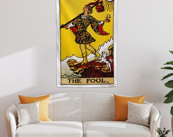 The Fool Tarot Card Tapestry, Number 0 Misero Foolish Men Tapestries,Wall Hanging Art Home Decor Gift To Diviner Artist For  Bedroom Dorm