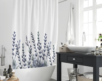 Rideau de douche à fleurs violettes, fleurs aquarelles, style élégant, polyester, décoration de baignoire, ensemble de rideaux, cadeau pour la maison, avec 12 crochets