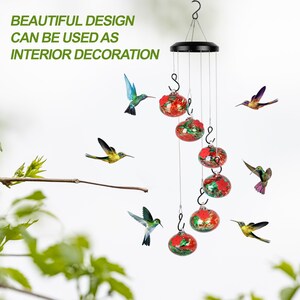 Red Color Hummingbird Feeders Wind Chime, Popular Plastic Garden Birds Feeders, Feeder For Bird View Or Seed Hanging Decor Balcony Outdoors image 4