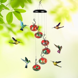 Red Color Hummingbird Feeders Wind Chime, Popular Plastic Garden Birds Feeders, Feeder For Bird View Or Seed Hanging Decor Balcony Outdoors image 5