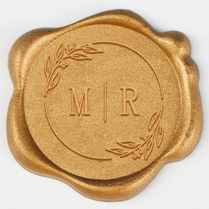 Custom Floral initial wax seal stamp for wedding , couples , Personalised wax seal kit for wedding gifts , Initial wax stamp Custom