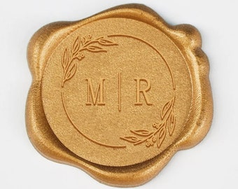 Custom Floral initial wax seal stamp for wedding , couples , Personalised wax seal kit for wedding gifts , Initial wax stamp Custom