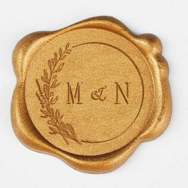 Custom Floral initial wax seal stamp for wedding , couples , Any logo can be engraved , Personalised wax seal kit for wedding gifts