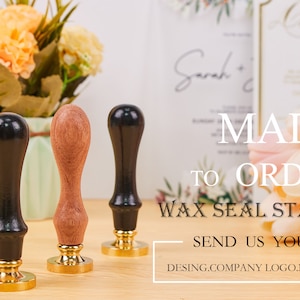 Kit de sello de sello de cera con logotipo personalizado para invitación de boda, llega en aproximadamente 5 días, sello de cera de carta personalizado, kit de sello de sello de cera personalizado
