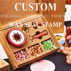 Juego de sellos de lacre personalizados con iniciales para bodas o regalos. Kit de sellos de lacre para invitaciones de boda. Sello de lacre personalizado para juegos de mesa.