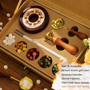 Custom Wax Seal Stamp Kit for Wedding or Gift – With 500 Wax Beads, Custom Any Logo Wax Seal Set, Christmas Wax Seal Stamp Kit for Gift